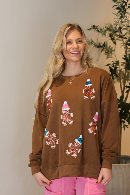 Sequin Gingerbread Sweatshirt