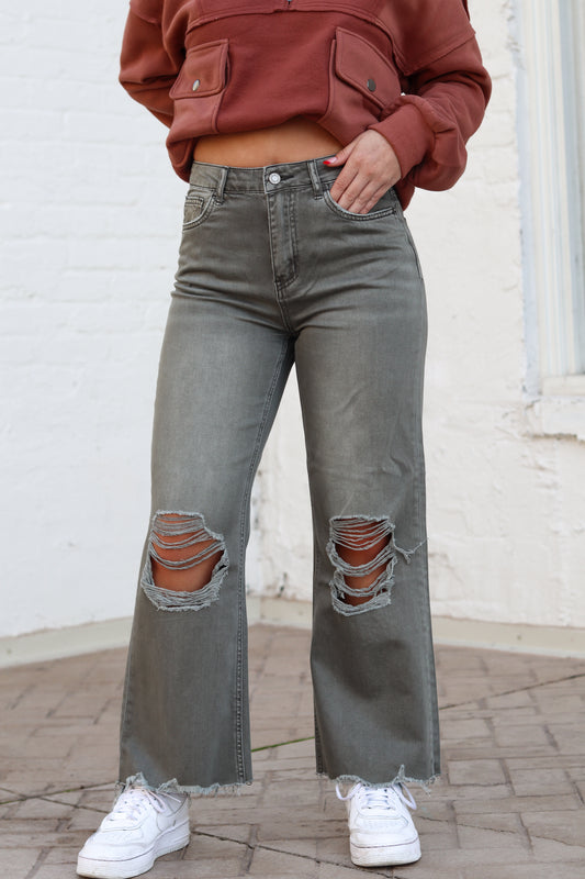 90's Vintage Crop Flare Jeans