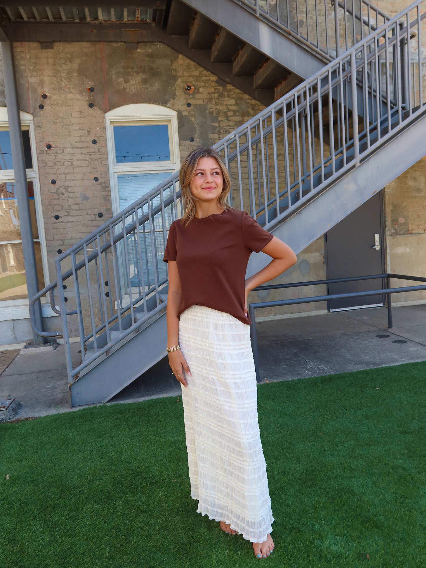 Lux Scallop Edge Tee
