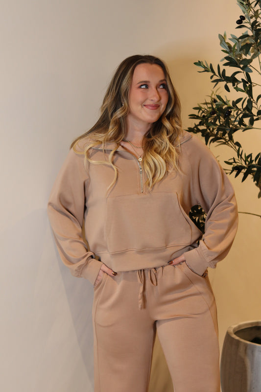 Tonie Half Zip Sweatshirt - Dark Taupe