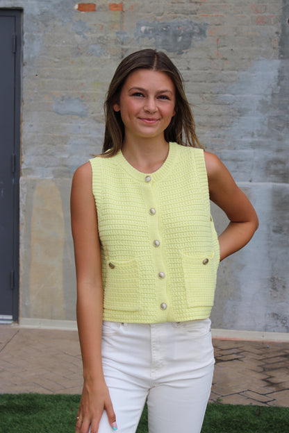 Josie Knit Tank - Pale Yellow