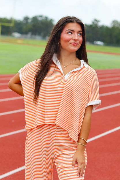 Milla Collared Stripe Top