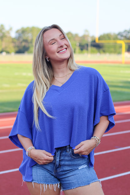 Vienna V-Neck Top - Blue