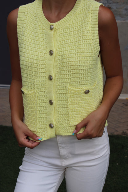 Josie Knit Tank - Pale Yellow