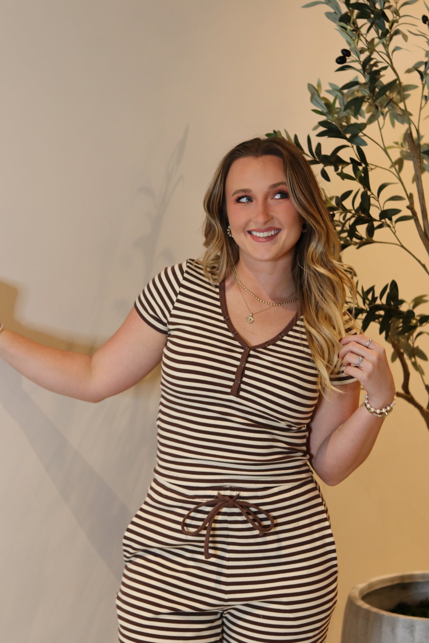 Lottie Striped Top - Chocolate