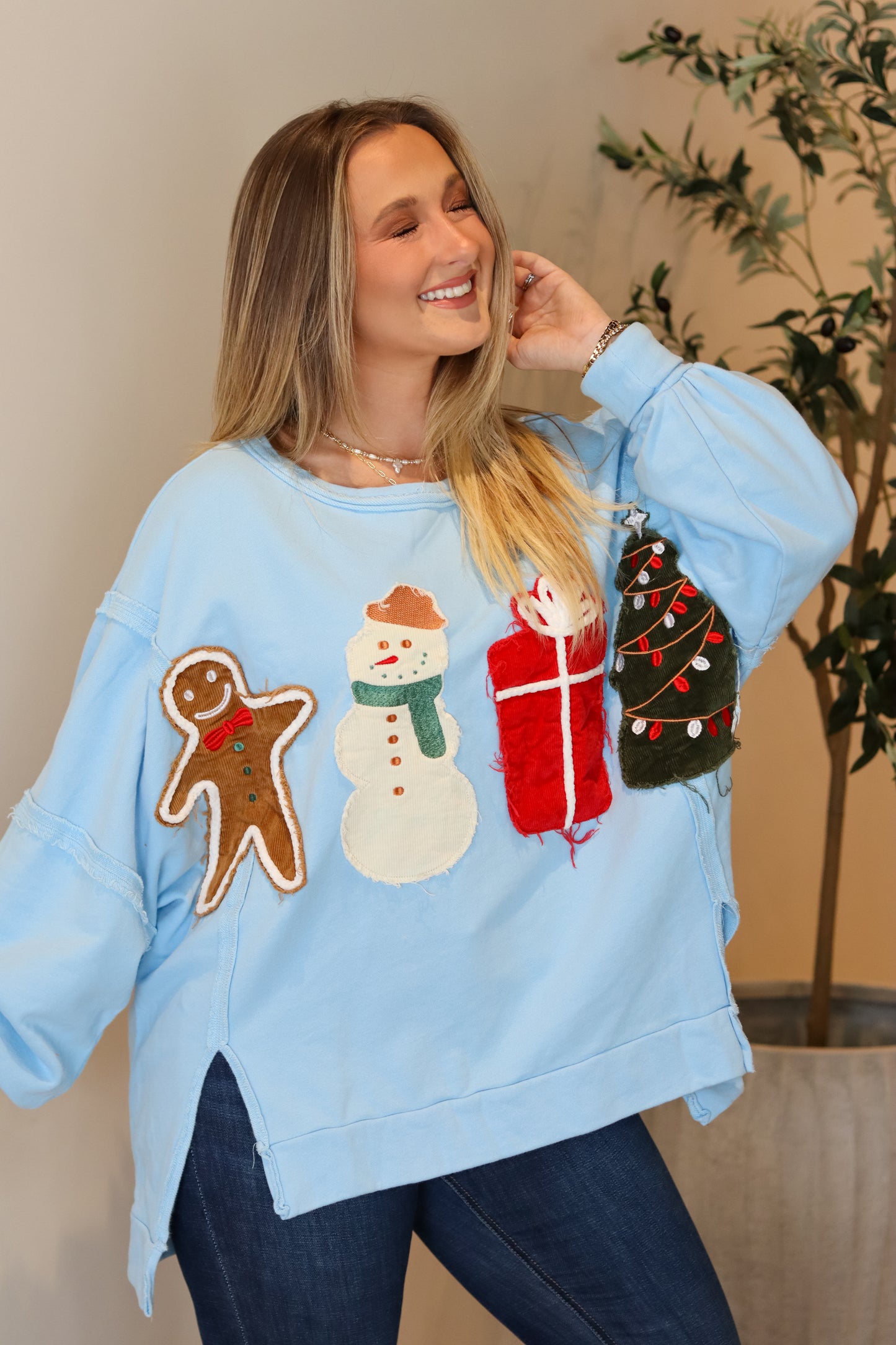 Corduroy Christmas Patch Top