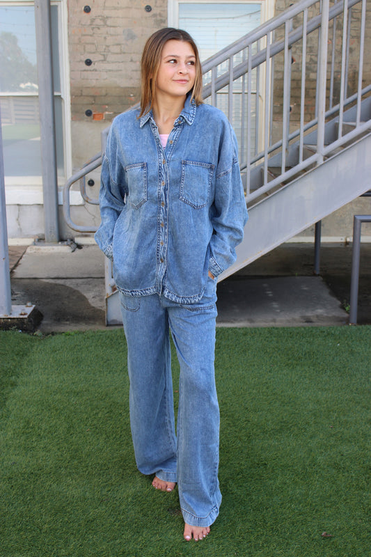Veda Chambray Wide Leg Paints