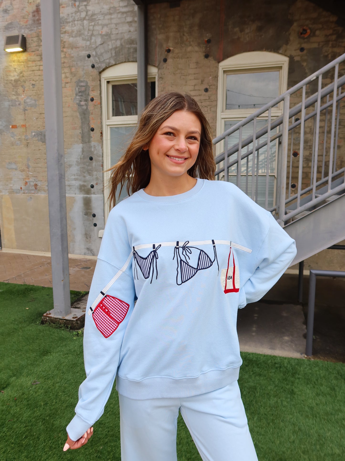 Just Beachy Crewneck - Light Blue
