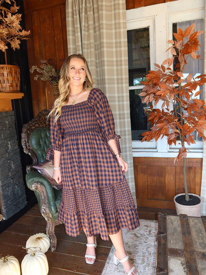 Livvy Checkered Midi Dress