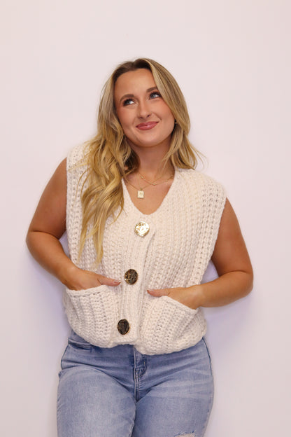 Charming Knit Vest - Beige