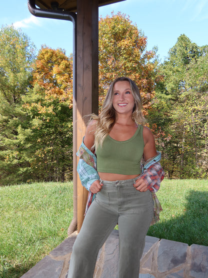 Ribbed Seamless Tank - Apple Green