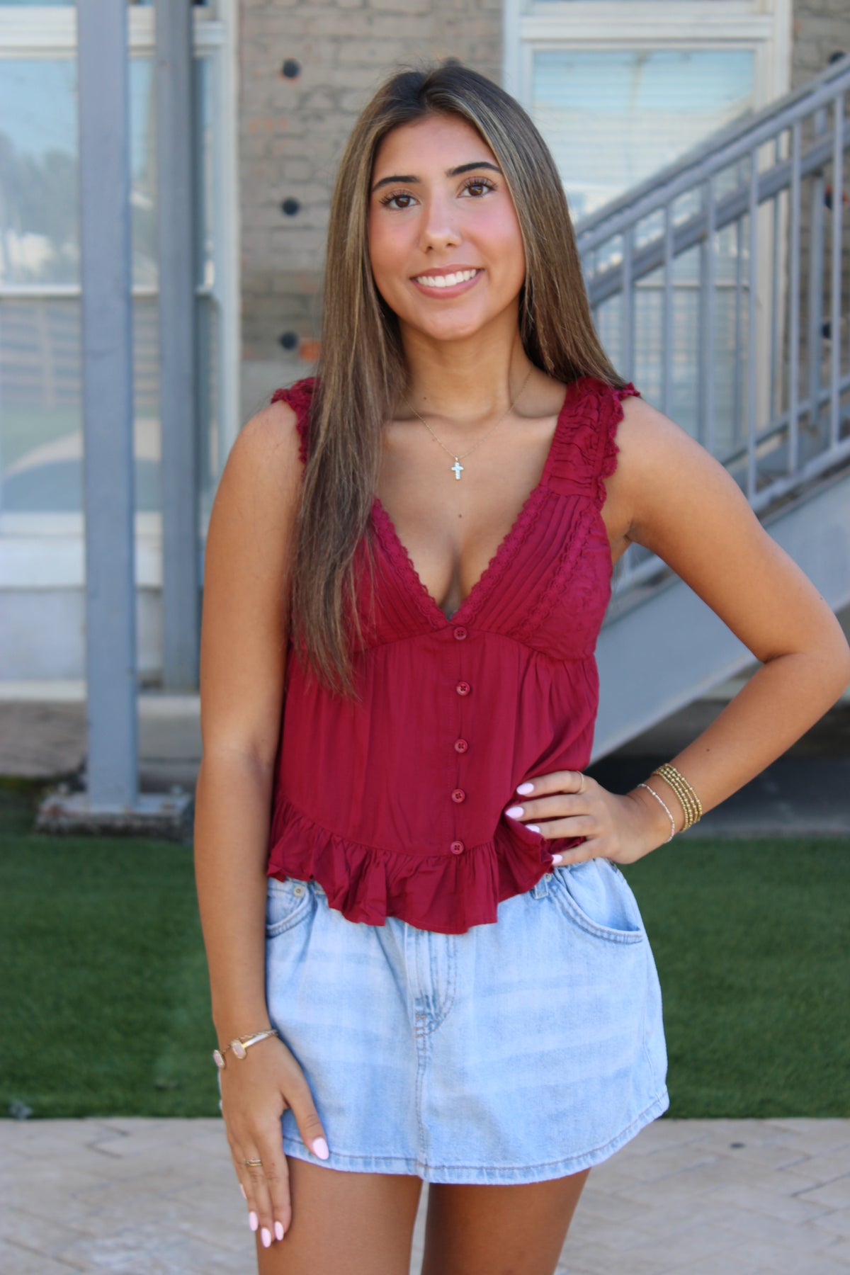 Lenora Lace Trim Top