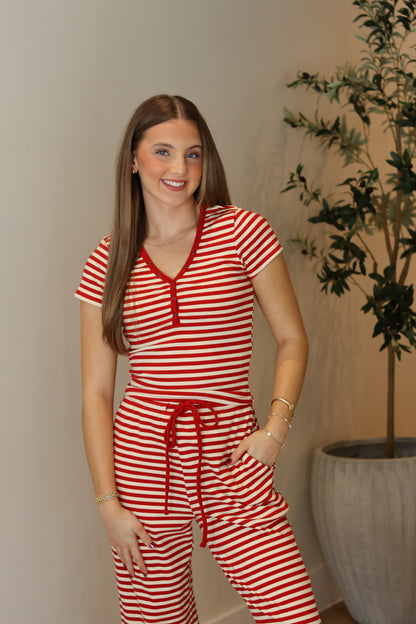 Lottie Striped Top - Ruby