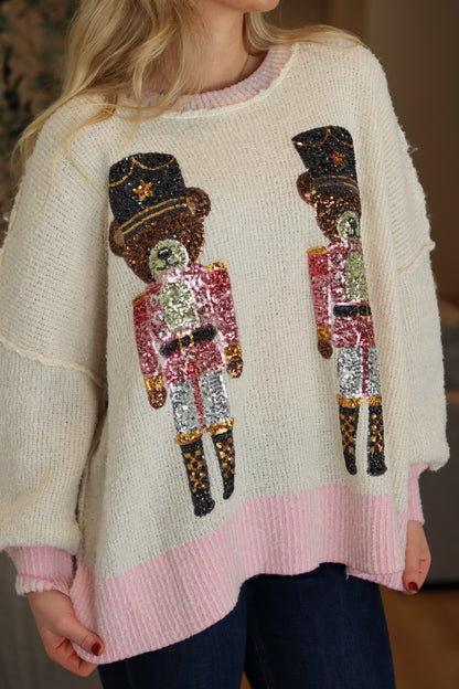 Sequin Bear Nutcracker Sweater