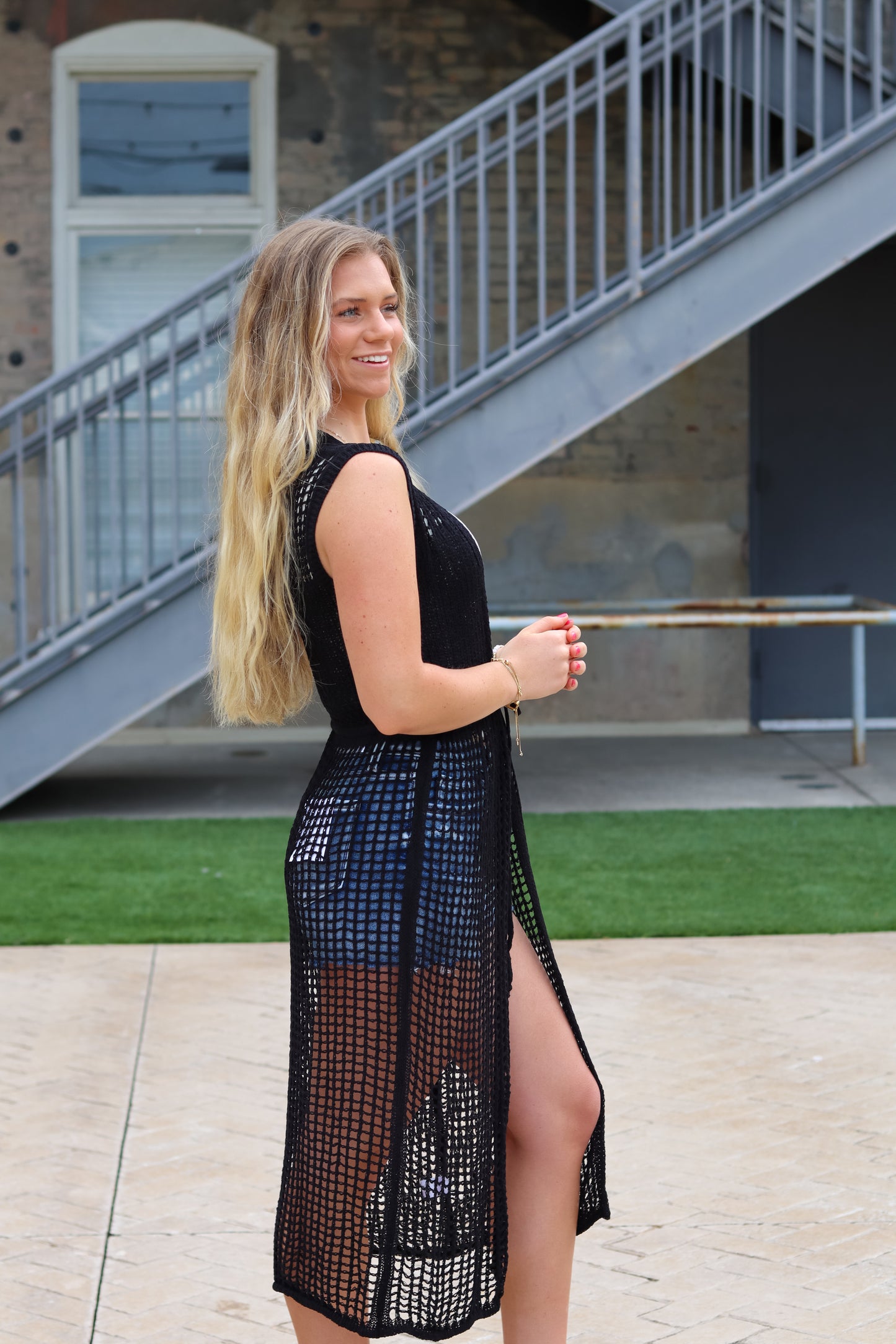 Riviera Knit Tie Coverup - Black