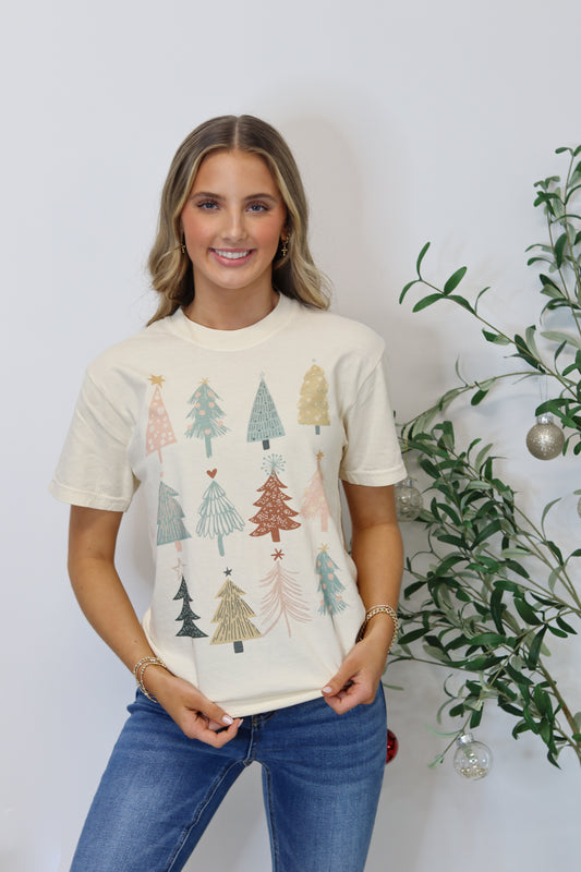 Boho Christmas Tree Comfort Colors Tee