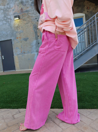 Nala Terry Knit Pants - Carnation