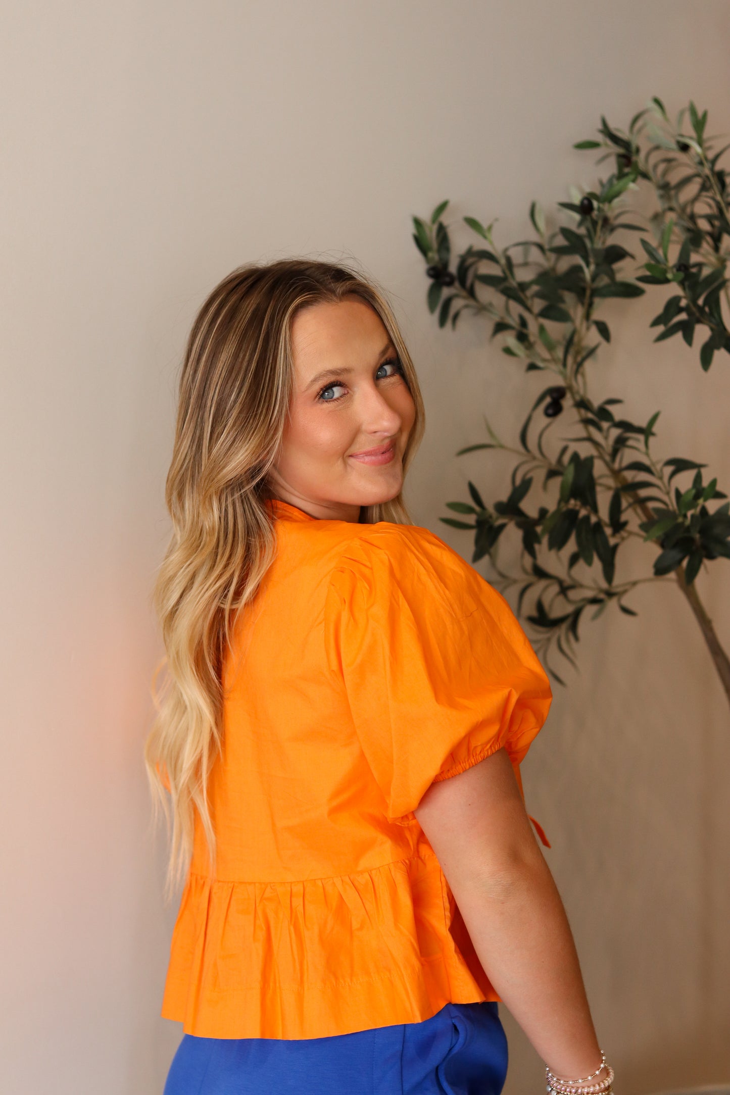 Hailey Bow Blouse - Orange