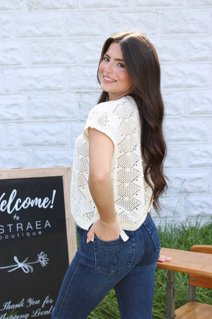 Louisa Crochet Sweater - Cream