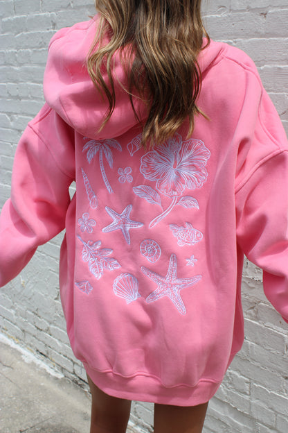 Hibiscus Pink Tropical Hoodie