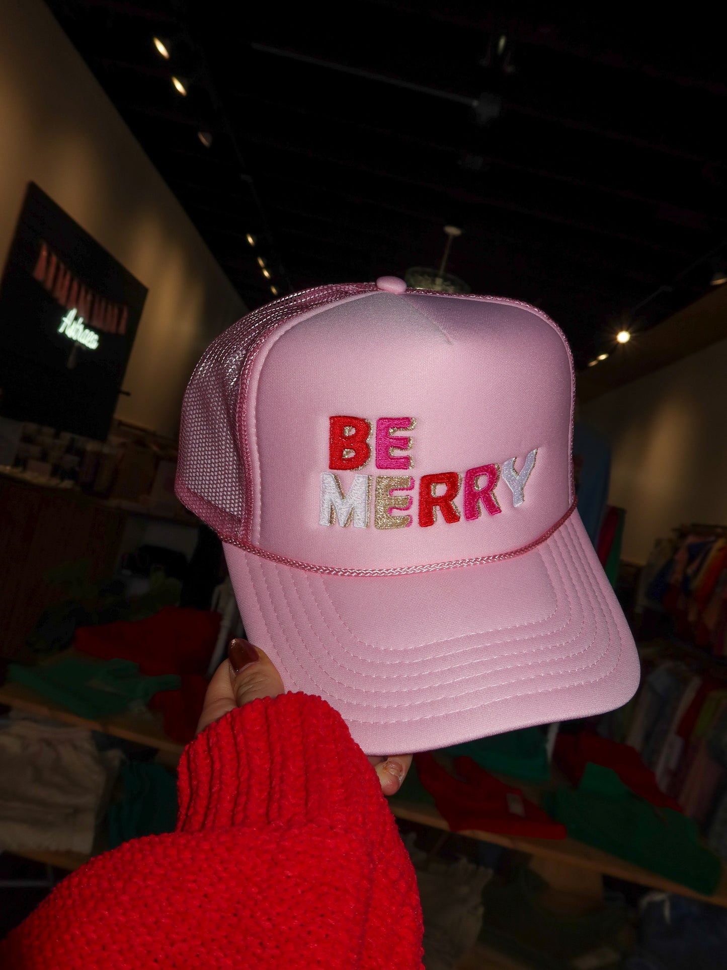 Be Merry Embroidered Trucker Hat