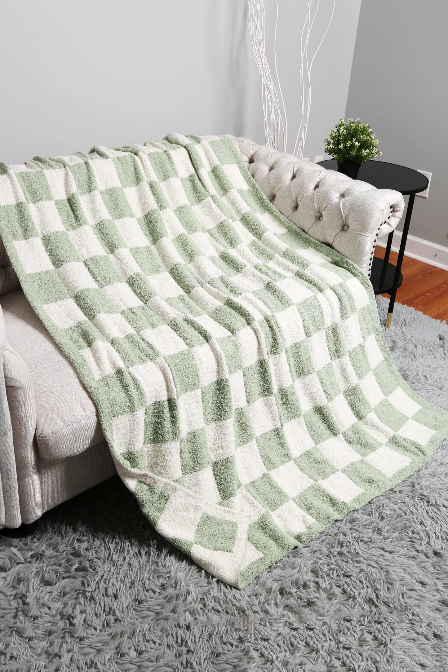 Sage Checkered Blanket