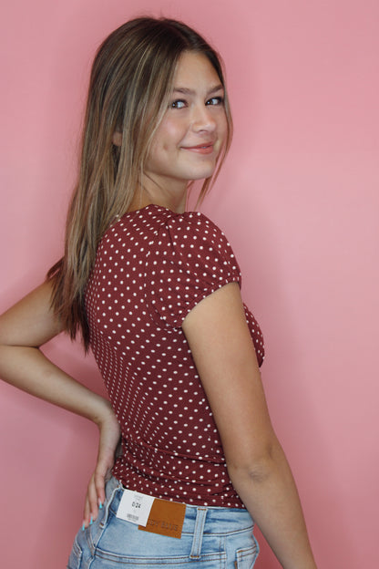 Thea Polka Dot Button Down Top